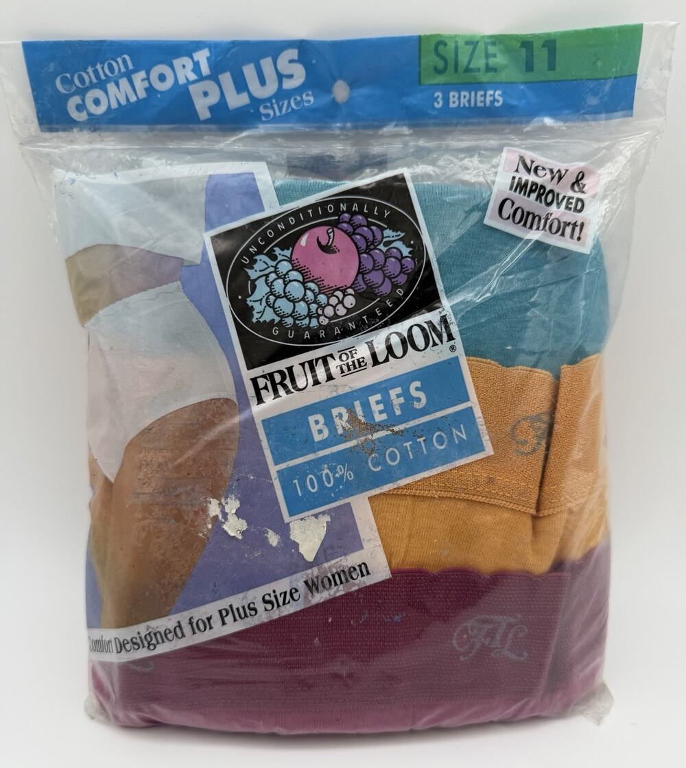 Vtg 90s Fruit Of The Loom Panties High Briefs 3 Pk Size 11 Rare Sample Style